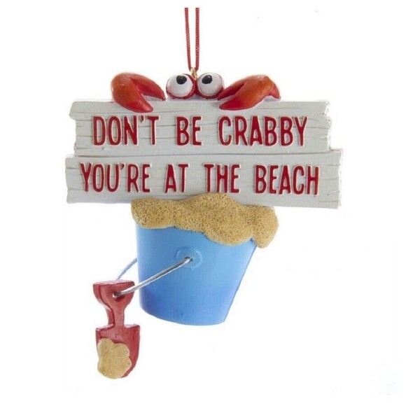Dont Be Crabby Bucket Ornament Decorative Hanging Christmas Coastal nwt - Picture 1 of 3